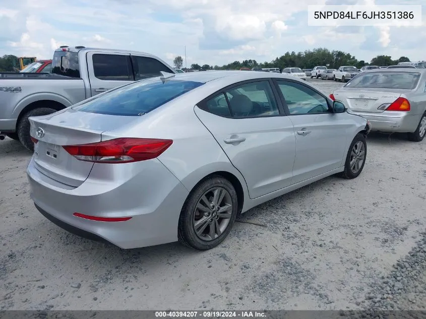 2018 Hyundai Elantra Value Edition VIN: 5NPD84LF6JH351386 Lot: 40394207