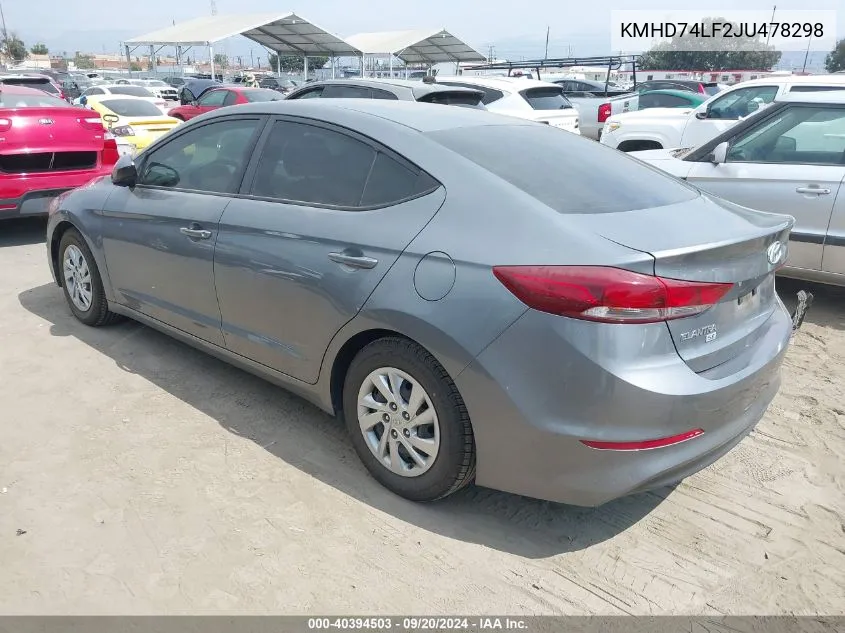 KMHD74LF2JU478298 2018 Hyundai Elantra Se