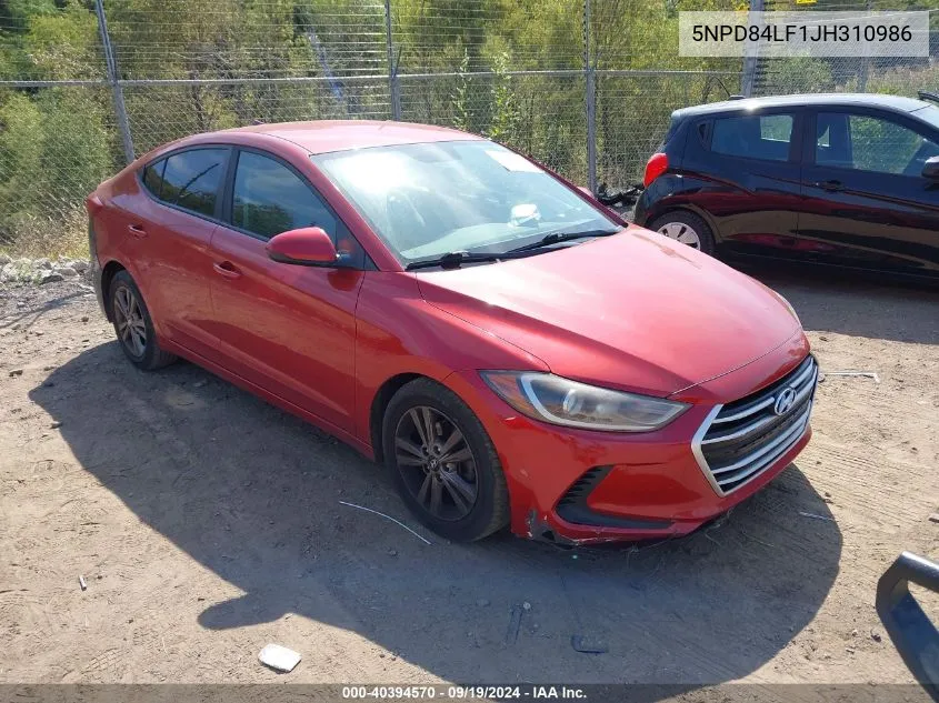 5NPD84LF1JH310986 2018 Hyundai Elantra Sel