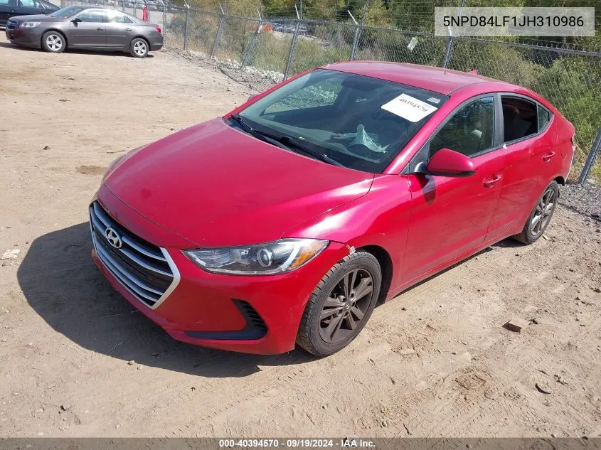 5NPD84LF1JH310986 2018 Hyundai Elantra Sel