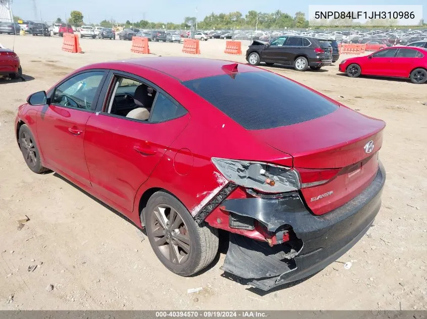 2018 Hyundai Elantra Sel VIN: 5NPD84LF1JH310986 Lot: 40394570