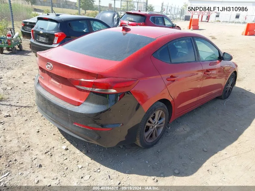 2018 Hyundai Elantra Sel VIN: 5NPD84LF1JH310986 Lot: 40394570