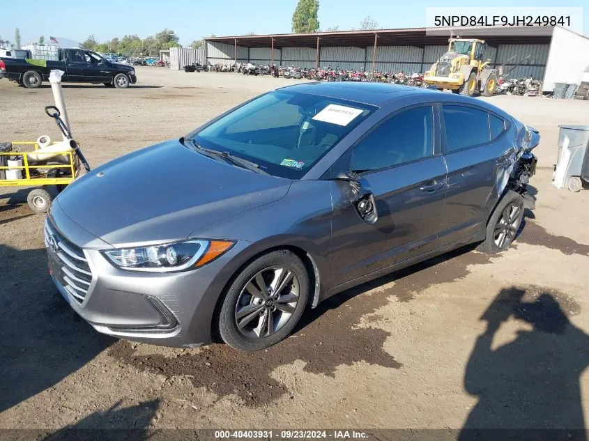 2018 Hyundai Elantra Value Edition VIN: 5NPD84LF9JH249841 Lot: 40403931