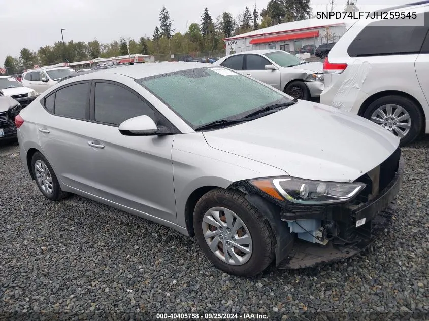 2018 Hyundai Elantra Se VIN: 5NPD74LF7JH259545 Lot: 40405758