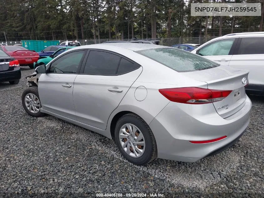 5NPD74LF7JH259545 2018 Hyundai Elantra Se