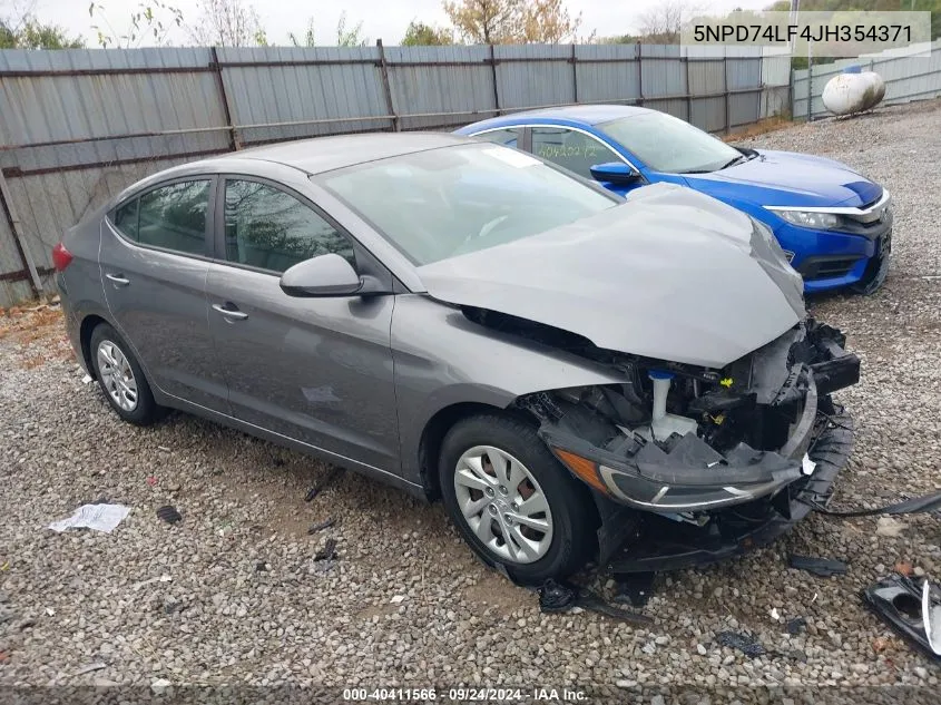 2018 Hyundai Elantra Se VIN: 5NPD74LF4JH354371 Lot: 40411566