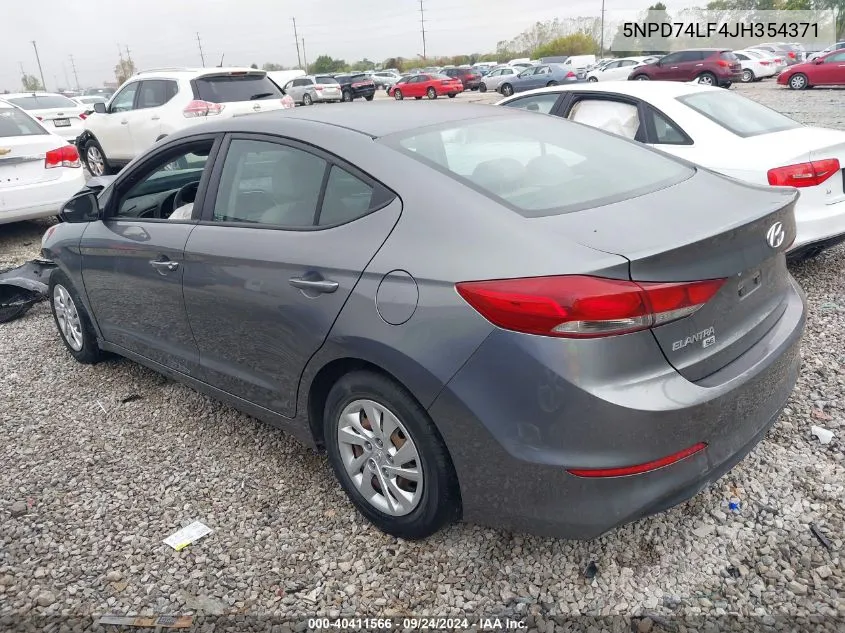 5NPD74LF4JH354371 2018 Hyundai Elantra Se