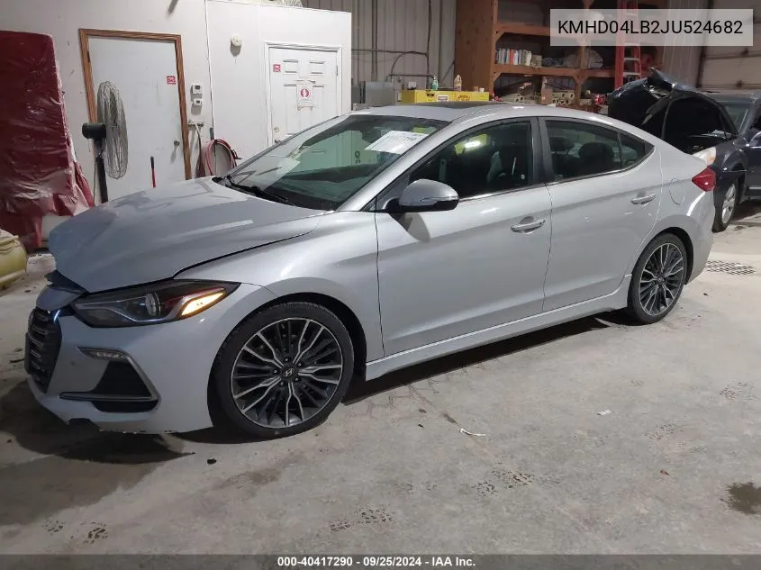 2018 Hyundai Elantra Sport VIN: KMHD04LB2JU524682 Lot: 40417290