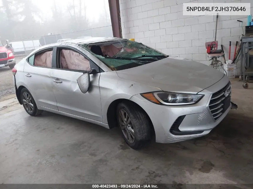 2018 Hyundai Elantra Sel/Value/Limited VIN: 5NPD84LF2JH370646 Lot: 40423493