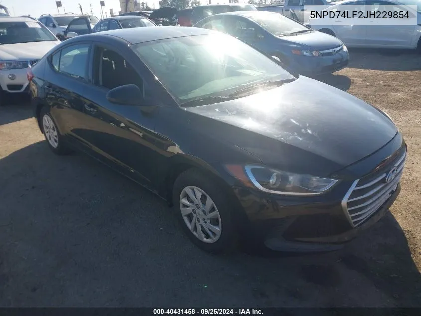 5NPD74LF2JH229854 2018 Hyundai Elantra Se