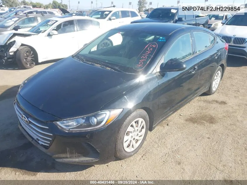 5NPD74LF2JH229854 2018 Hyundai Elantra Se