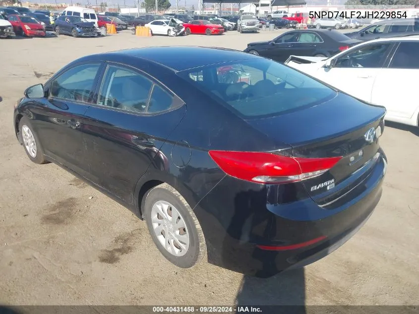 5NPD74LF2JH229854 2018 Hyundai Elantra Se