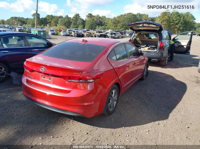 2018 Hyundai Elantra Sel VIN: 5NPD84LF1JH251616 Lot: 40433973