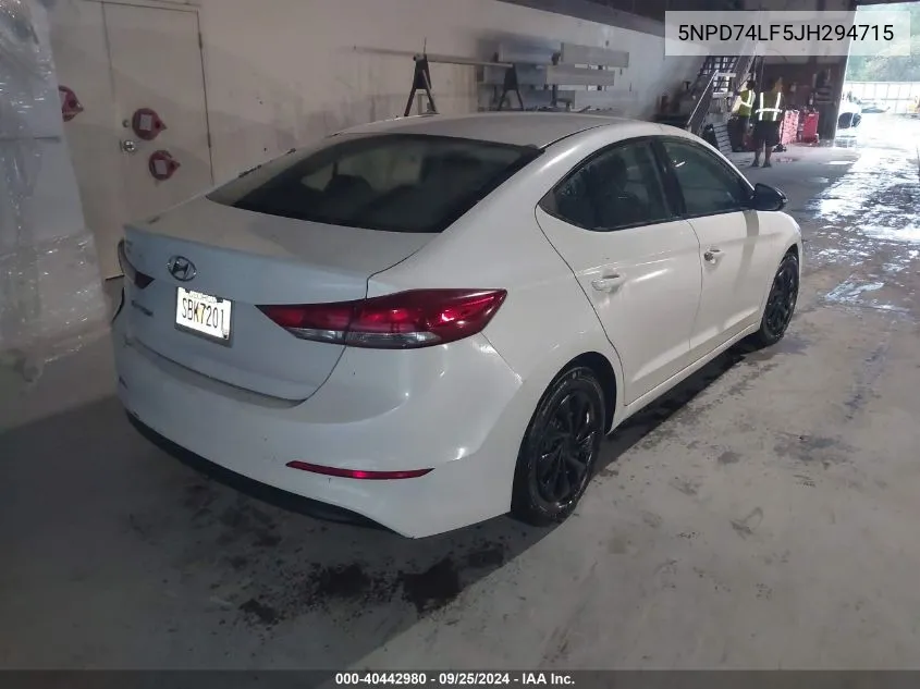 2018 Hyundai Elantra Se VIN: 5NPD74LF5JH294715 Lot: 40442980