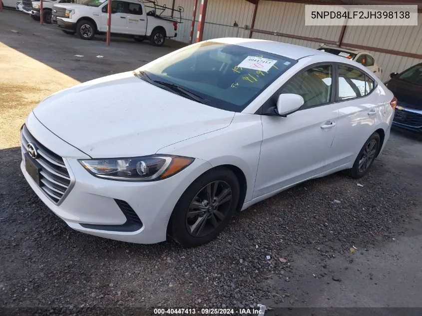 2018 Hyundai Elantra Sel VIN: 5NPD84LF2JH398138 Lot: 40447413