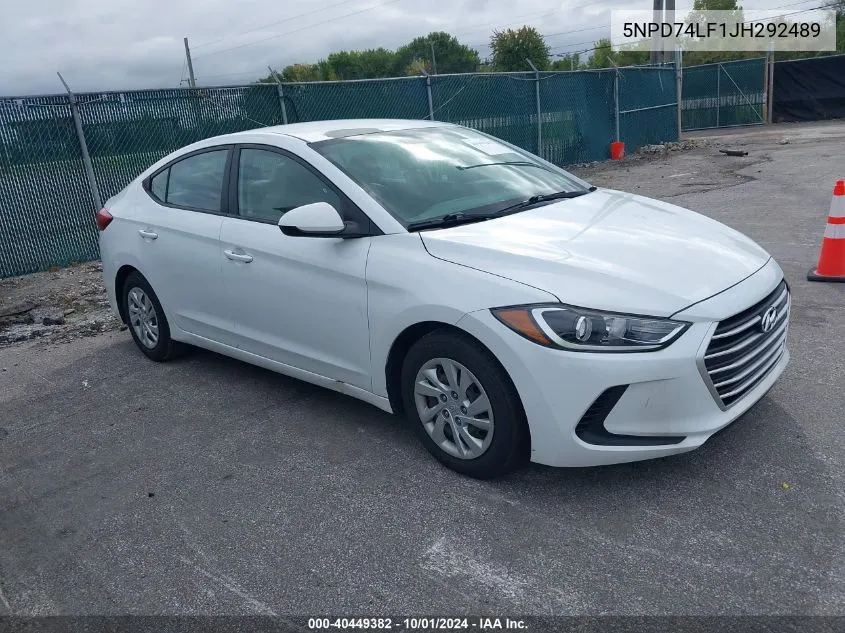 5NPD74LF1JH292489 2018 Hyundai Elantra Se