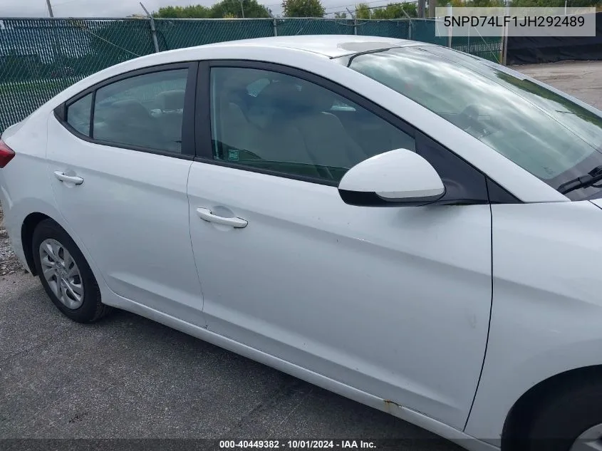 5NPD74LF1JH292489 2018 Hyundai Elantra Se