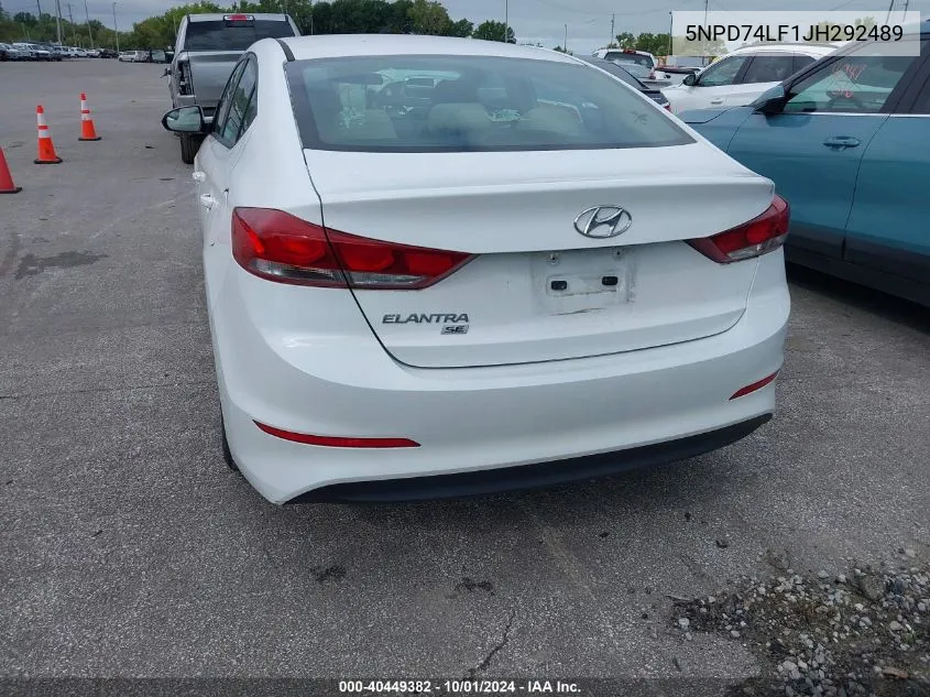 5NPD74LF1JH292489 2018 Hyundai Elantra Se