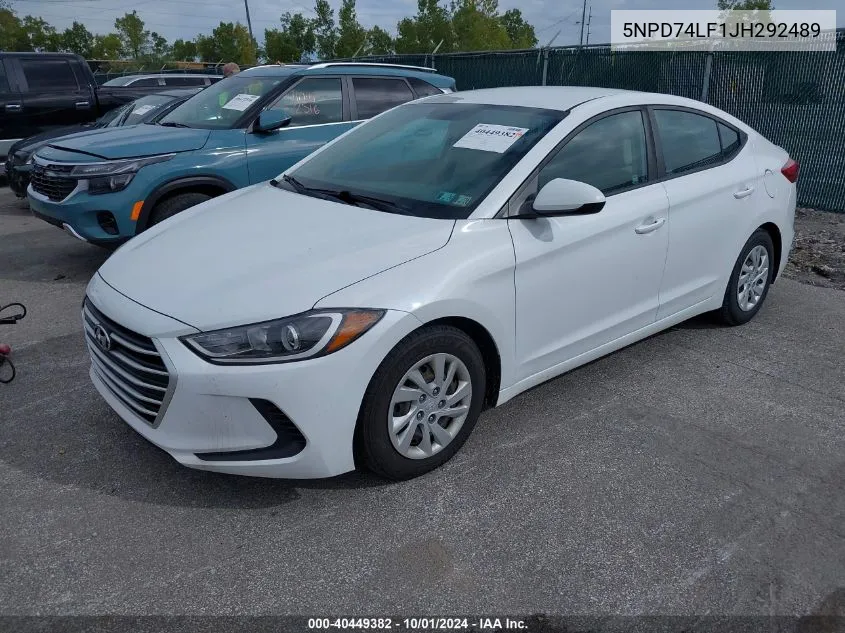 2018 Hyundai Elantra Se VIN: 5NPD74LF1JH292489 Lot: 40449382