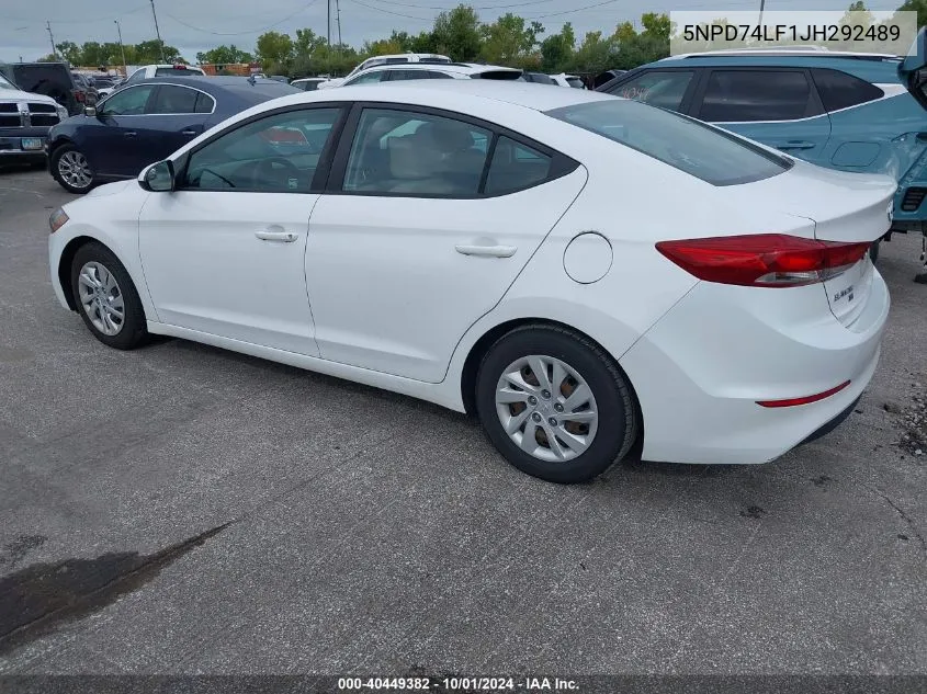 2018 Hyundai Elantra Se VIN: 5NPD74LF1JH292489 Lot: 40449382