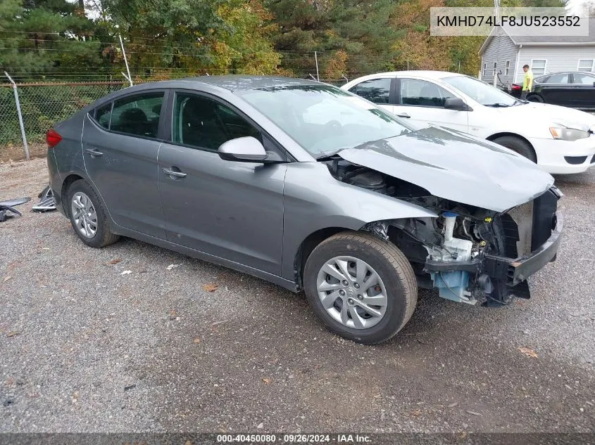 2018 Hyundai Elantra Se VIN: KMHD74LF8JU523552 Lot: 40450080