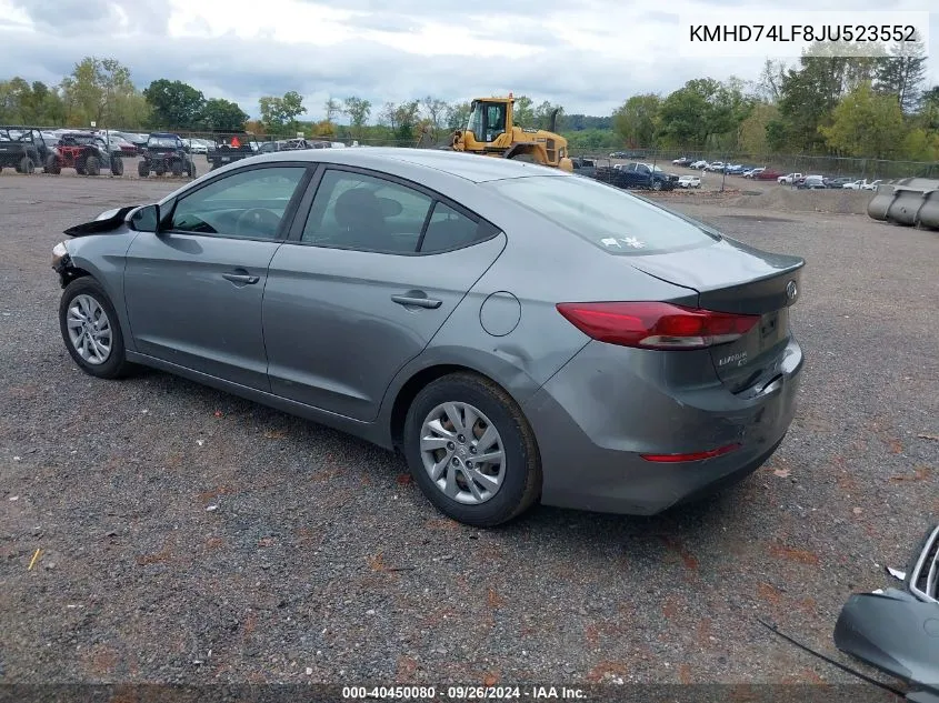 KMHD74LF8JU523552 2018 Hyundai Elantra Se