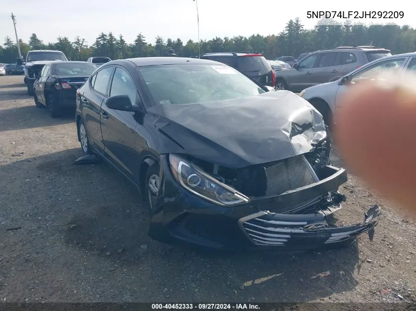 5NPD74LF2JH292209 2018 Hyundai Elantra Se