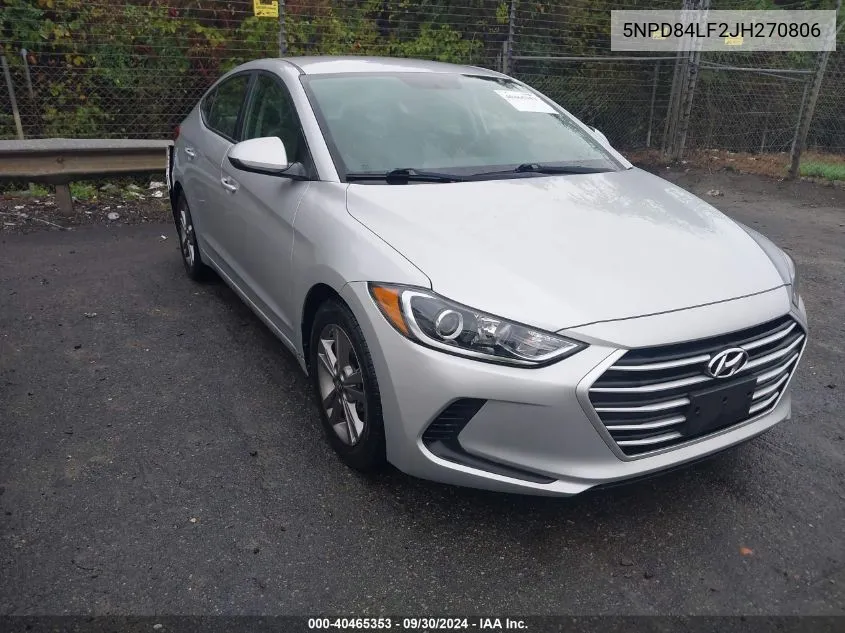 5NPD84LF2JH270806 2018 Hyundai Elantra Sel