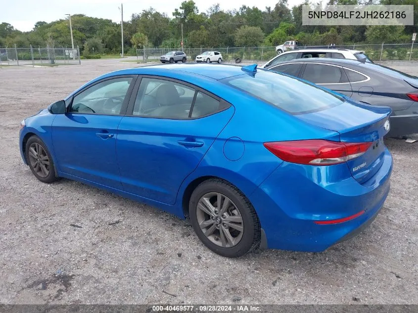 2018 Hyundai Elantra Sel/Value/Limited VIN: 5NPD84LF2JH262186 Lot: 40469577