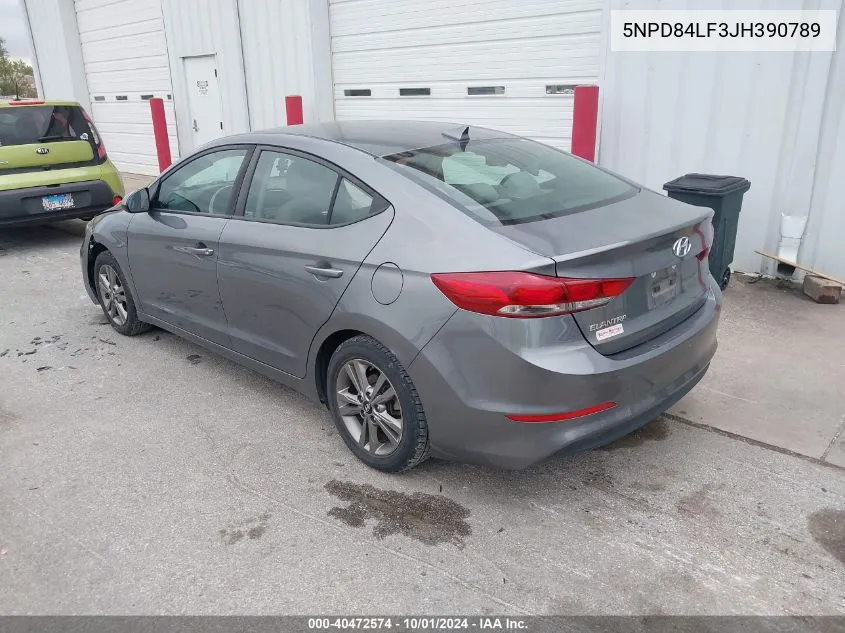 2018 Hyundai Elantra Sel/Value/Limited VIN: 5NPD84LF3JH390789 Lot: 40472574