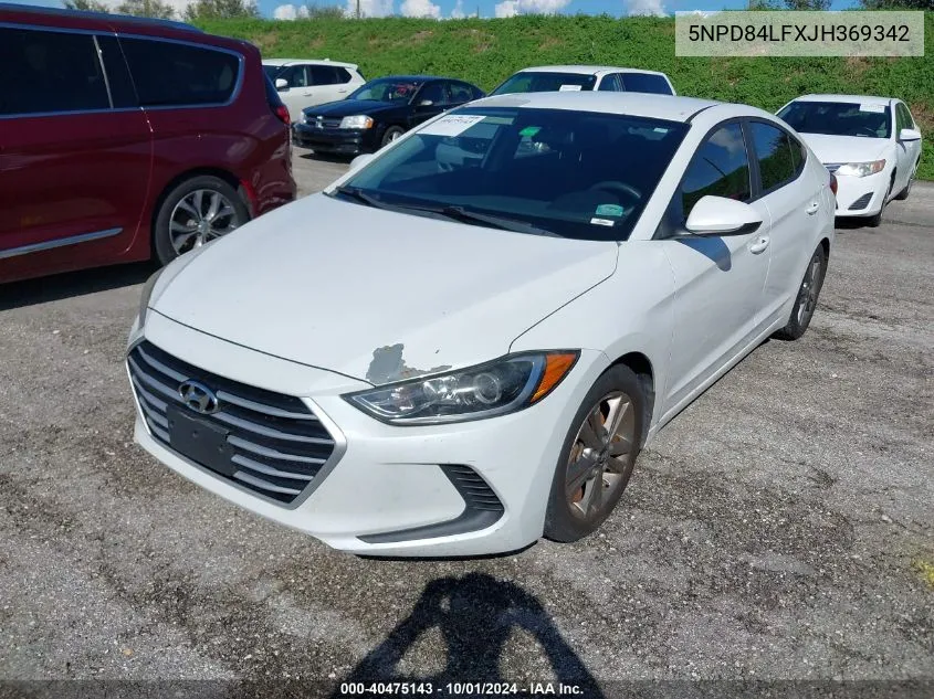 2018 Hyundai Elantra Sel/Value/Limited VIN: 5NPD84LFXJH369342 Lot: 40475143