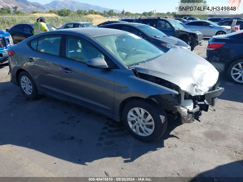 2018 Hyundai Elantra Se VIN: 5NPD74LF4JH349848 Lot: 40475810