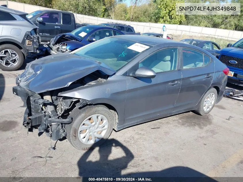 5NPD74LF4JH349848 2018 Hyundai Elantra Se