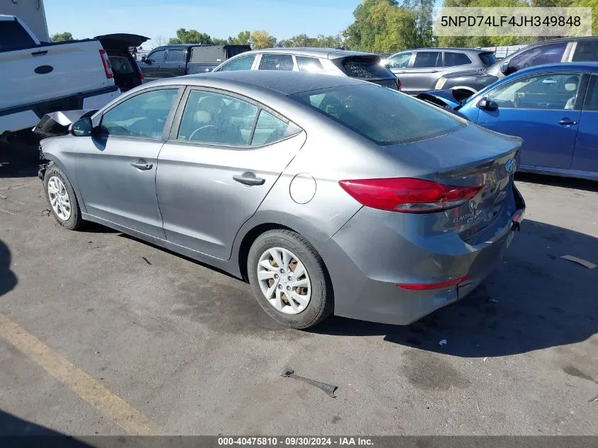 2018 Hyundai Elantra Se VIN: 5NPD74LF4JH349848 Lot: 40475810