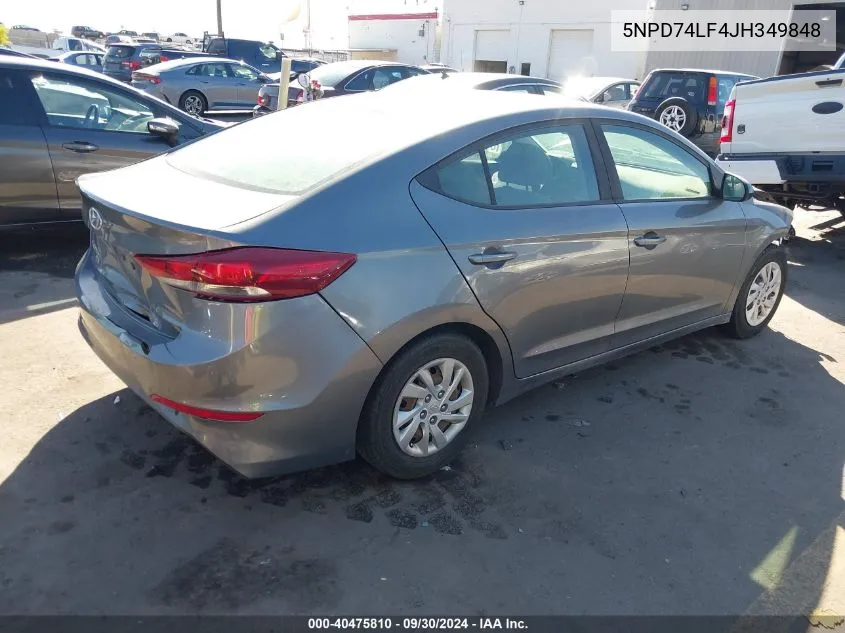 5NPD74LF4JH349848 2018 Hyundai Elantra Se