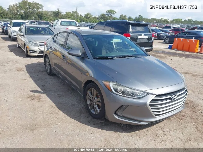 5NPD84LF8JH371753 2018 Hyundai Elantra Sel/Value/Limited