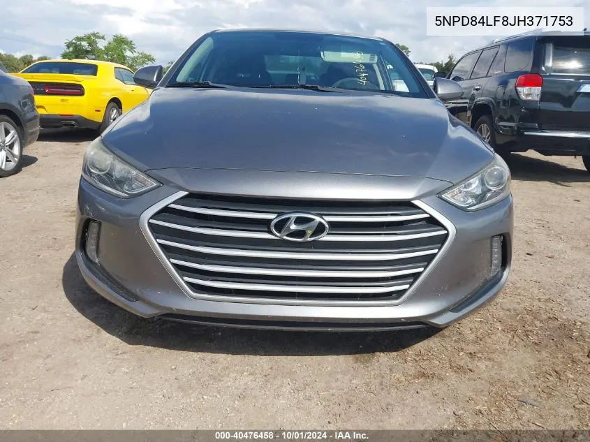 5NPD84LF8JH371753 2018 Hyundai Elantra Sel/Value/Limited