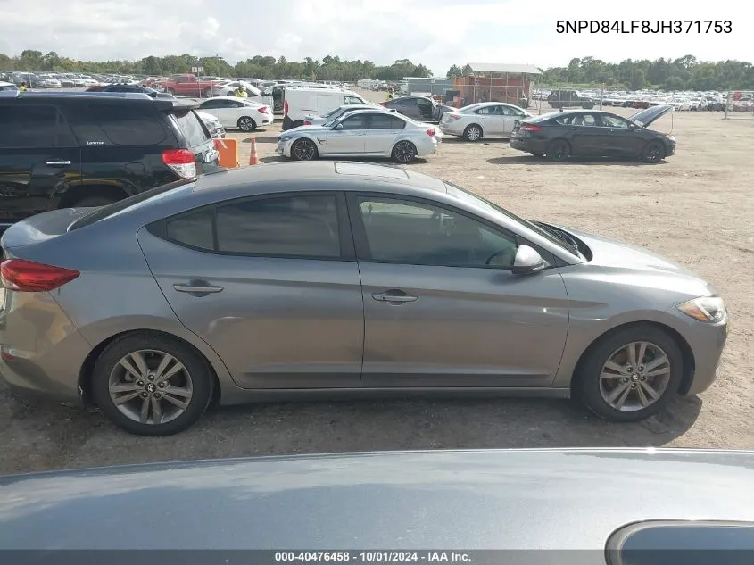 5NPD84LF8JH371753 2018 Hyundai Elantra Sel/Value/Limited