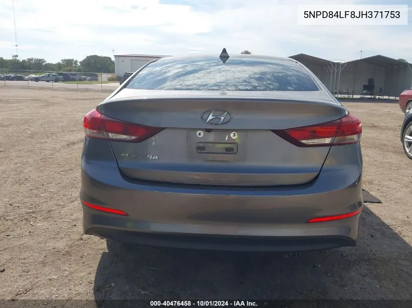 5NPD84LF8JH371753 2018 Hyundai Elantra Sel/Value/Limited