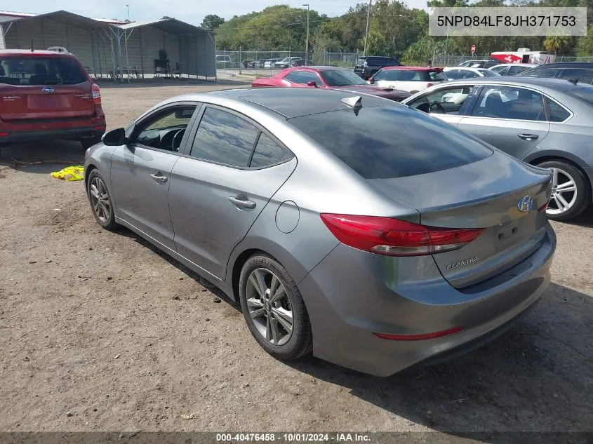 5NPD84LF8JH371753 2018 Hyundai Elantra Sel/Value/Limited