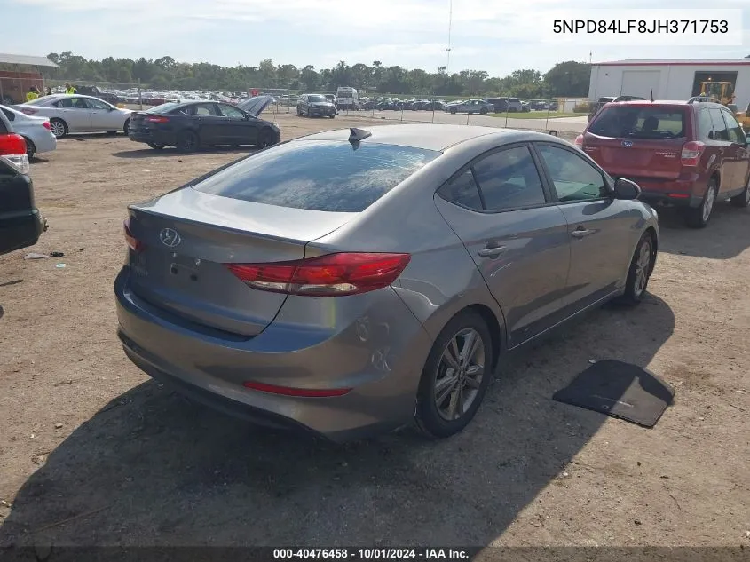 5NPD84LF8JH371753 2018 Hyundai Elantra Sel/Value/Limited