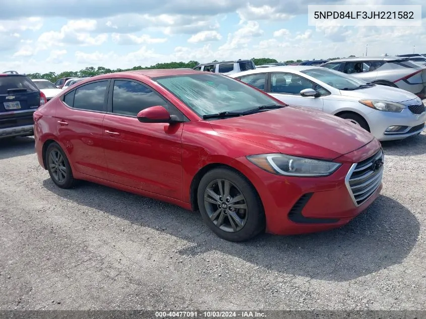 5NPD84LF3JH221582 2018 Hyundai Elantra Sel