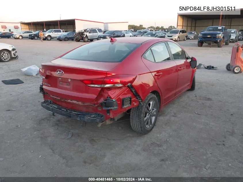 5NPD84LF8JH301511 2018 Hyundai Elantra Sel