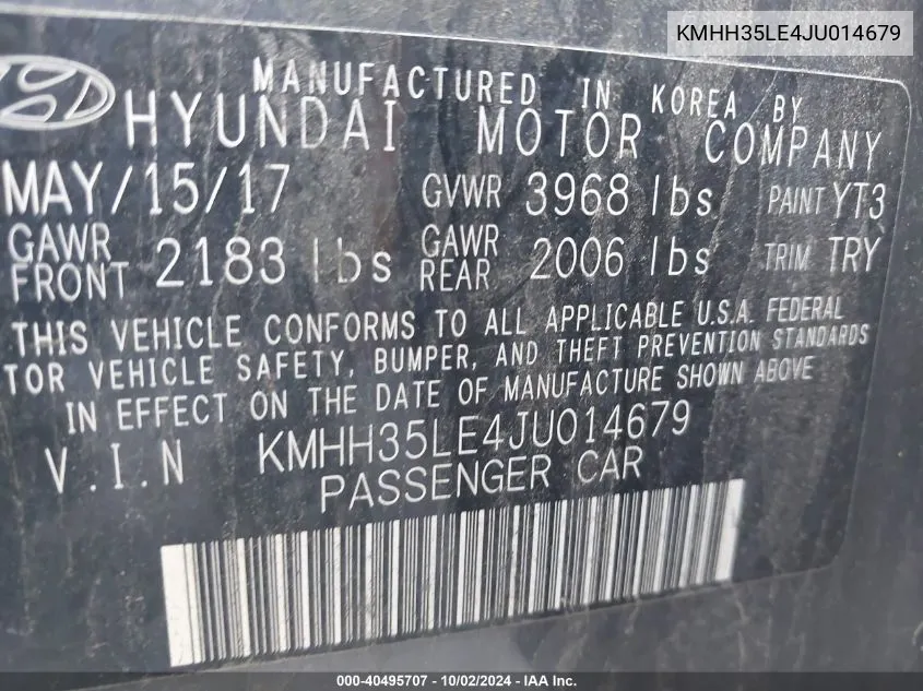 KMHH35LE4JU014679 2018 Hyundai Elantra Gt