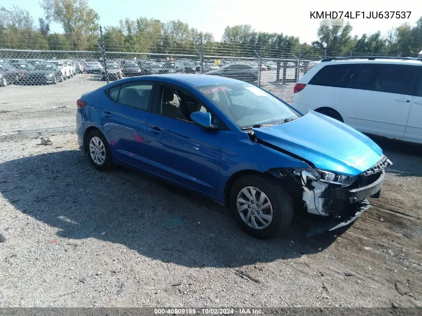 2018 Hyundai Elantra Se VIN: KMHD74LF1JU637537 Lot: 40509189