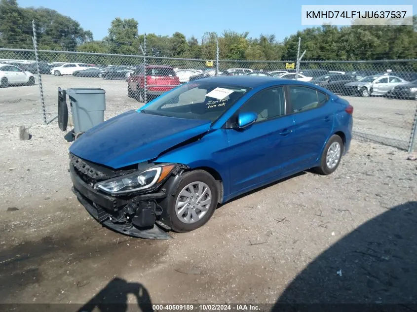 KMHD74LF1JU637537 2018 Hyundai Elantra Se