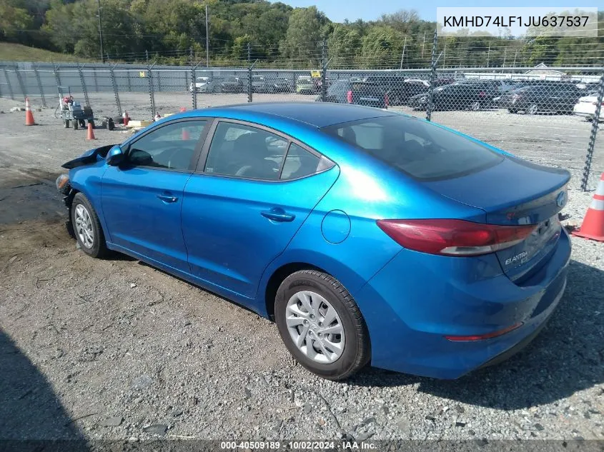 2018 Hyundai Elantra Se VIN: KMHD74LF1JU637537 Lot: 40509189