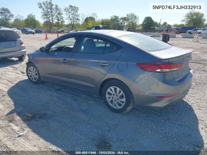 2018 Hyundai Elantra Se VIN: 5NPD74LF3JH332913 Lot: 40511946