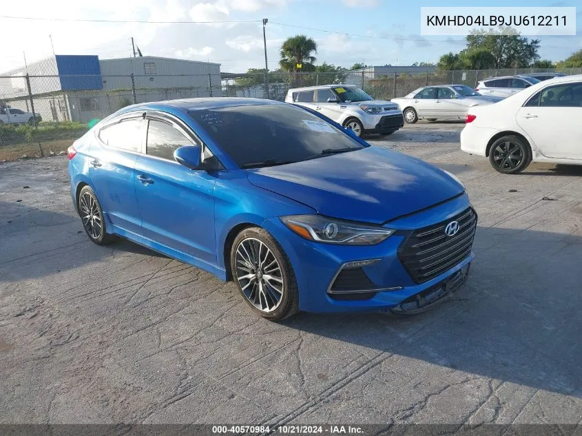 2018 Hyundai Elantra Sport VIN: KMHD04LB9JU612211 Lot: 40570984