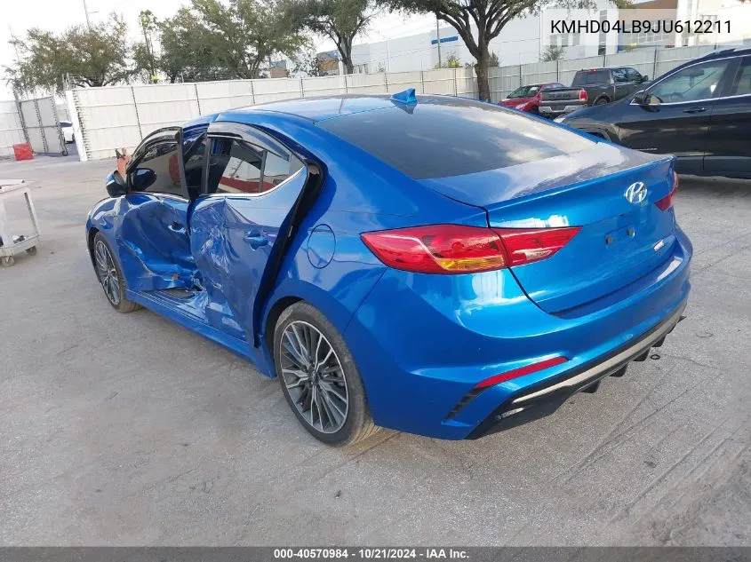 2018 Hyundai Elantra Sport VIN: KMHD04LB9JU612211 Lot: 40570984